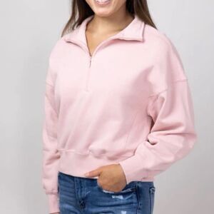 Melloday dusty pale pink 1/4 quarterzip pullover
